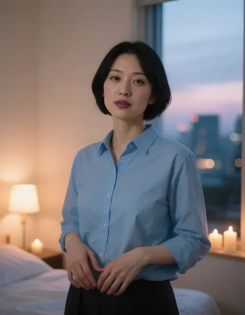 A friendly person in a button-up shirt in soft daylight.